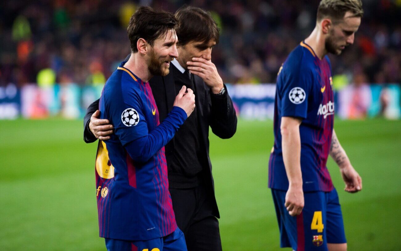 Conte e Messi parlano dopo la partita di Champions